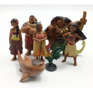 Disney MOANA Figurine Lot Maui Shark Hei Hei Gramma Tala Sina Figures 7 Pc. Set